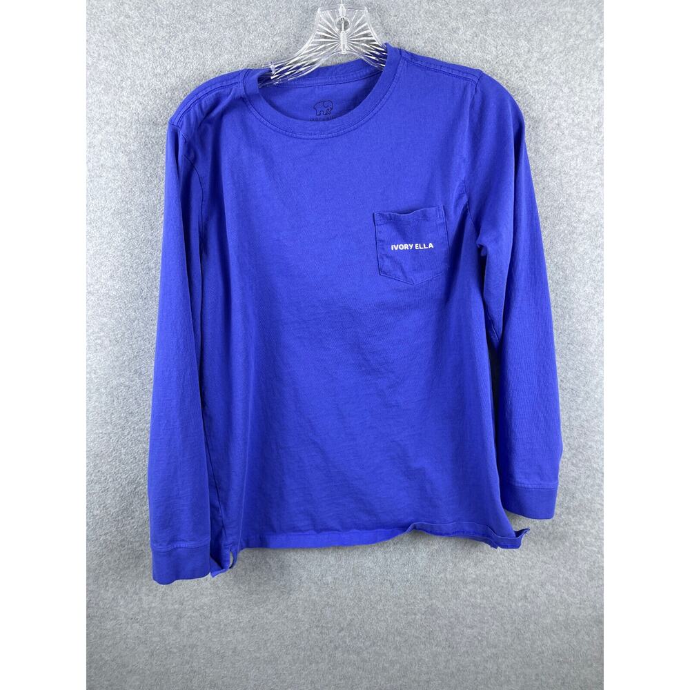 Ivory Ella Shirt Size M Blue Crewneck Long Sleeve Organic Cotton‎ Pocket Casual